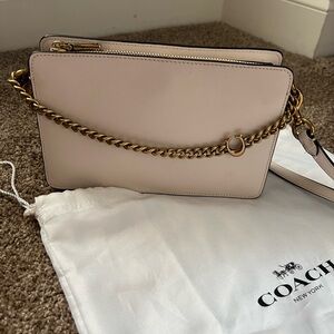 Coach Cream Crossbody Bag with Gold Chain
